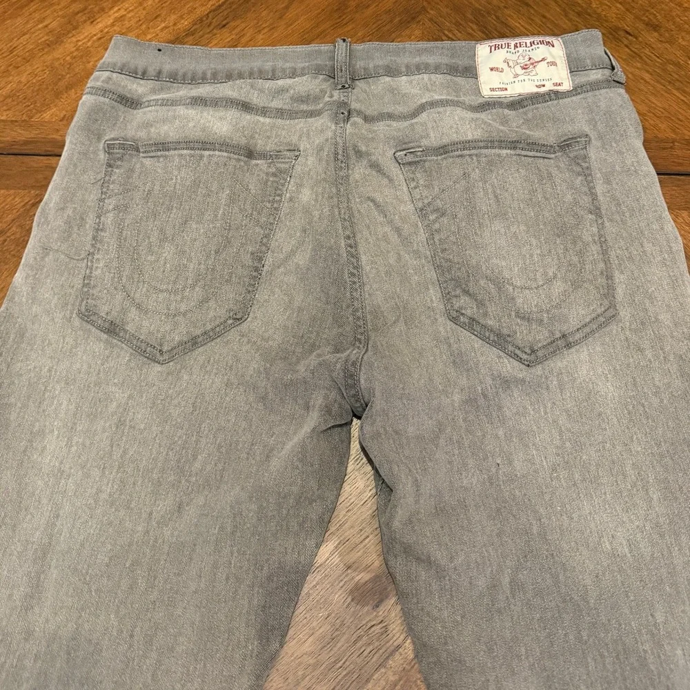 True Religion Rocco Relaxed Skinny Grey Jeans Mens 40 Stretch Denim